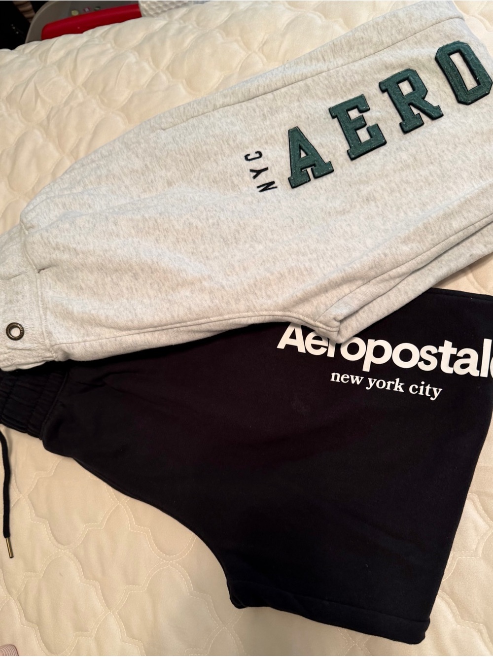 Aeropostale Light Gray & Black Logo Joggers (size small in men)